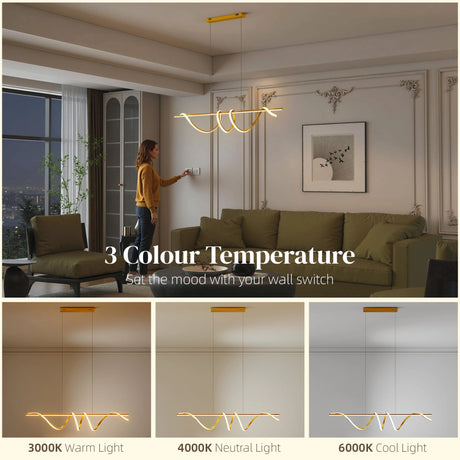 HOMCOM Pendant Light with 3 Colour Temperatures - Gold Tone