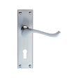 VICTORIAN SCROLL LEVER ON BACKPLATE - LOCK 57MM C/C (CONTRACT RANGE) - SATIN CHROME - 155MM X 40MM - PAIR