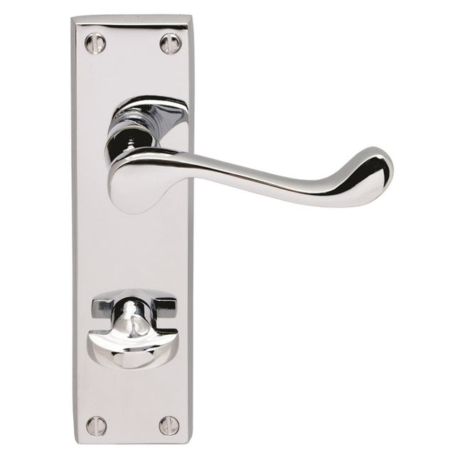 VICTORIAN SCROLL LEVER ON BACKPLATE - BATHROOM 57MM C/C (CONTRACT RANGE) - POLISHED CHROME - 155MM X 40MM - PAIR