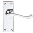 VICTORIAN SCROLL LEVER ON BACKPLATE - LATCH (CONTRACT RANGE) - POLISHED CHROME - 120MM X 40MM - PAIR