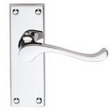 VICTORIAN SCROLL LEVER ON BACKPLATE - LATCH (CONTRACT RANGE) - POLISHED CHROME - 120MM X 40MM - PAIR