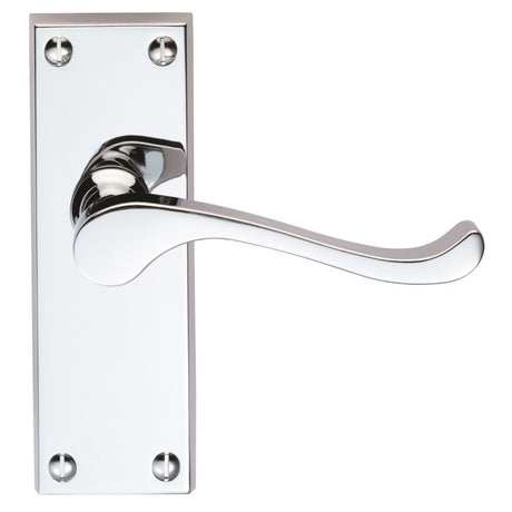 VICTORIAN SCROLL LEVER ON BACKPLATE - LATCH - POLISHED CHROME - 118MM X 43MM - PAIR