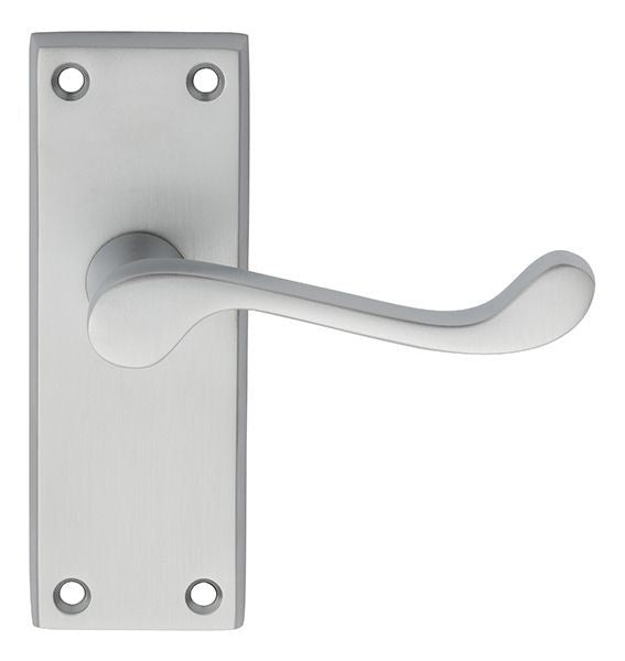 VICTORIAN SCROLL LEVER ON BACKPLATE - LATCH (CONTRACT RANGE) - SATIN CHROME - 120MM X 40MM - PAIR