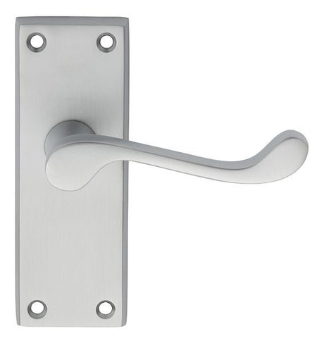 VICTORIAN SCROLL LEVER ON BACKPLATE - LATCH (CONTRACT RANGE) - SATIN CHROME - 120MM X 40MM - PAIR