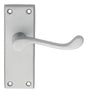 VICTORIAN SCROLL LEVER ON BACKPLATE - LATCH (CONTRACT RANGE) - SATIN CHROME - 120MM X 40MM - PAIR