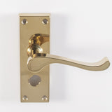 VICTORIAN SCROLL LEVER ON BACKPLATE - PRIVACY (CONTRACT RANGE) - POLISHED BRASS - 120MM X 40MM - PAIR