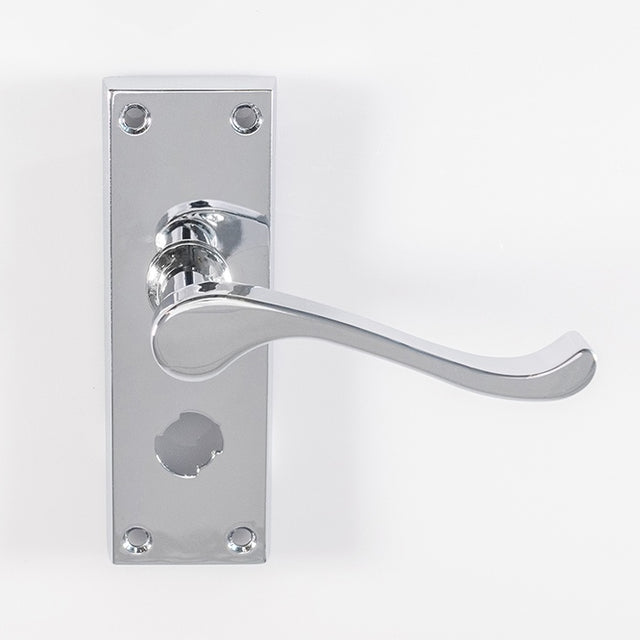 VICTORIAN SCROLL LEVER ON BACKPLATE - PRIVACY (CONTRACT RANGE) - POLISHED CHROME - 120MMX40MM - PAIR