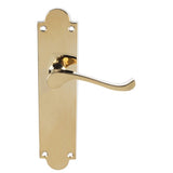 VICTORIAN SCROLL LEVER ON SHAPED BACKPLATE - LATCH (CONTRACT RANGE) - POLISHED BRASS - 203MM X 48MM - PAIR