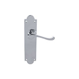 VICTORIAN SCROLL LEVER ON SHAPED BACKPLATE - LATCH (CONTRACT RANGE) - POLISHED CHROME - 203MM X 48MM - PAIR