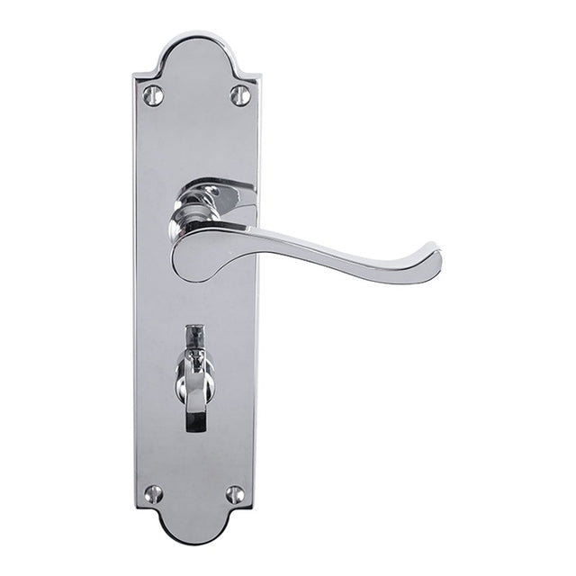 VICTORIAN SCROLL LEVER ON SHAPED BACKPLATE - BATHROOM 57MM C/C (CONTRACT RANGE) - POLISHED CHROME - 203MM X 48MM - PAIR