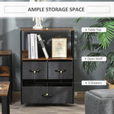 HOMCOM 3 Drawer Storage Chest Unit Home Cabinet w/ Shelves Home Living Room Bedroom Entryway Living Furniture, Black