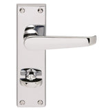 VICTORIAN FLAT LEVER ON BACKPLATE -  BATHROOM 57MM C/C (CONTRACT RANGE) - POLISHED CHROME - 155MM X 40MM - PAIR