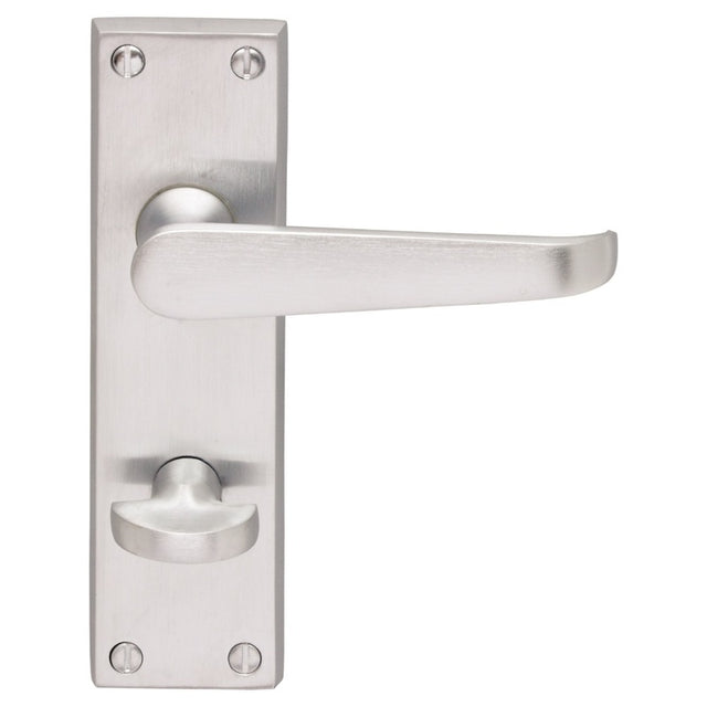 VICTORIAN LEVER ON BACKPLATE - BATHROOM SWEEDOR PLATE - SATIN CHROME - 150MM X 43MM - PAIR