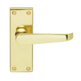 VICTORIAN FLAT LEVER ON BACKPLATE - LATCH (CONTRACT RANGE) - POLISHED BRASS - 120MM X 40MM - PAIR