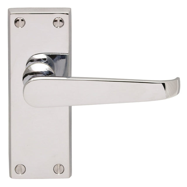 VICTORIAN LEVER ON BACKPLATE - LATCH - POLISHED CHROME - 118MM X 43MM - PAIR