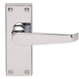 VICTORIAN FLAT LEVER ON BACKPLATE - LATCH  (CONTRACT RANGE) - POLISHED CHROME - 120MM X 40MM - PAIR