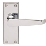 VICTORIAN FLAT LEVER ON BACKPLATE - LATCH  (CONTRACT RANGE) - POLISHED CHROME - 120MM X 40MM - PAIR