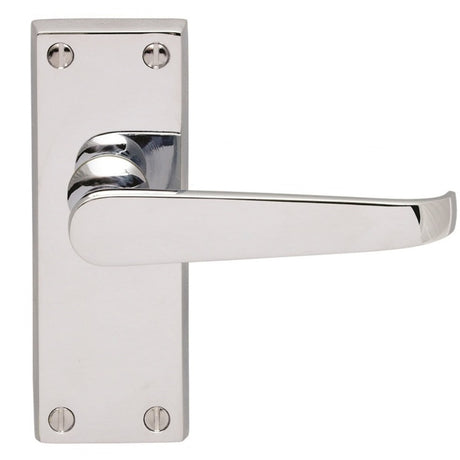 VICTORIAN FLAT LEVER ON BACKPLATE - LATCH  (CONTRACT RANGE) - POLISHED CHROME - 120MM X 40MM - PAIR
