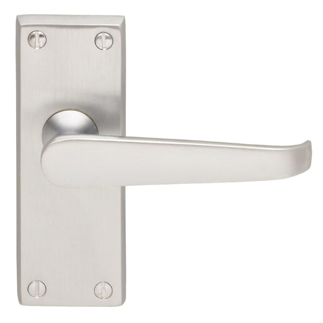 VICTORIAN LEVER ON BACKPLATE - LATCH - SATIN CHROME - 118MM X 43MM - PAIR