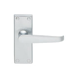 VICTORIAN FLAT LEVER ON BACKPLATE - LATCH  (CONTRACT RANGE) - SATIN CHROME - 120MM X 40MM - PAIR