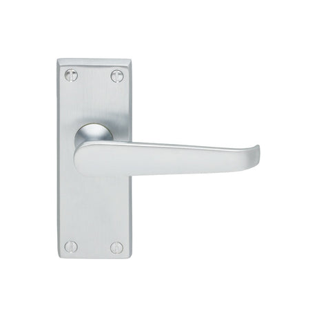 VICTORIAN FLAT LEVER ON BACKPLATE - LATCH  (CONTRACT RANGE) - SATIN CHROME - 120MM X 40MM - PAIR