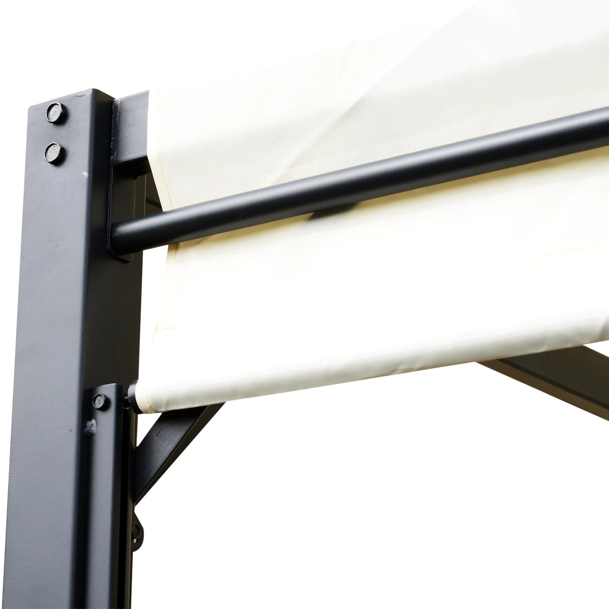 Outsunny Metal Pergola With Canopy Sliding Pergola Canopy 3Lx3Wx2.3H m Garden Gazebo Party Tent Sun Shelter Cover - Cream White/Black