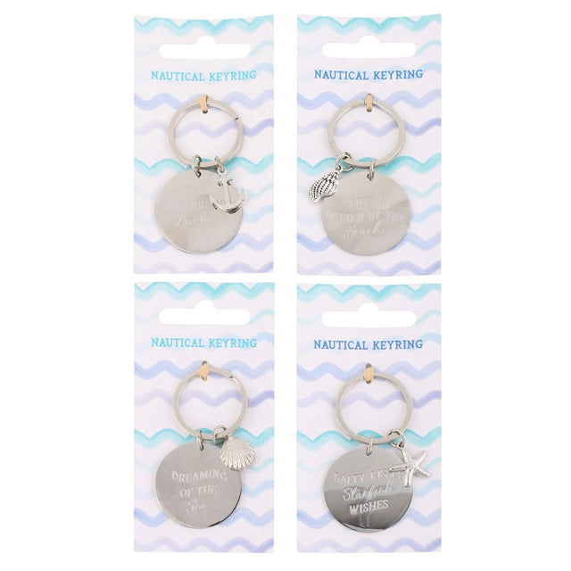 Pack of 12 Nautical Metal Keyrings