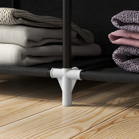 HOMCOM Fabric Wardrobe, with Rails and Shelves - Black