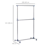 HOMCOM Heavy Duty Clothes Hanger Garment Rail Hanging Display Stand Rack w/ Wheels Adjustable