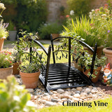 Outsunny 1.2M Metal Garden Bridge with Safety Railings, Outdoor Pond Bridge, Arch Decorative Footbridge for Creek Stream
