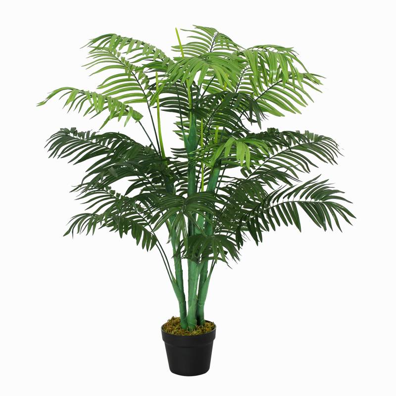 Outsunny 125cm/4FT Artificial Palm Plant Decorative Tree with Nursery Pot, Fake Plastic Indoor Outdoor Home Office Décor, Green