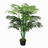 Outsunny 125cm/4FT Artificial Palm Plant Decorative Tree with Nursery Pot, Fake Plastic Indoor Outdoor Home Office Décor, Green