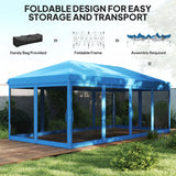 Outsunny 3 x 6m Pop Up Gazebo, Outdoor Canopy Shelter, Marquee Party Wedding Tent with 6 Mesh Walls and Carry Bag, Blue