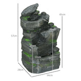 Outsunny Garden Water Feature with LED Lights - Dark Grey