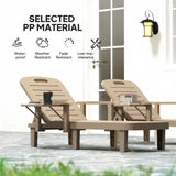 Outsunny Set of 2 Reclining Sun Loungers, 5 Positions Adjustable Outdoor Chaise Lounge Chair with Armrests, Khaki