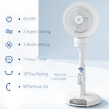 HOMCOM 9'' Air Circulator Fan 3 Speed 3 Mode, 70 Oscillation 90 Vertical Tilt, Remote Controller, for Living Room, Bedroom, Office, White