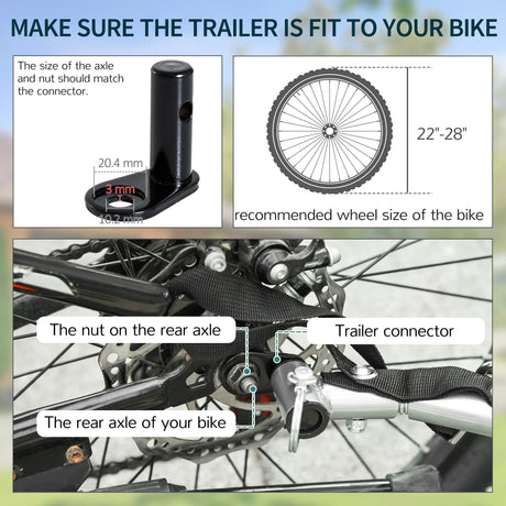 HOMCOM Bicycle Cargo Trailer, 2-Wheel Large Folding Storage with Removable Cover, Black