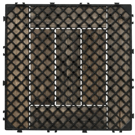 Outsunny 27 Pcs Wooden Interlocking Decking Tiles, 30 x 30 cm Outdoor Flooring Tiles, 2.5 per Pack, for Patio, Balcony, Terrace, Hot Tub, Charcoal Grey