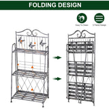 Outsunny 3 Tier Plant Stand Indoor Outdoor, Metal Plant Shelf Flower Display Rack for Potted Plants Garden Balcony Decor, 44 x 25 x 96 cm