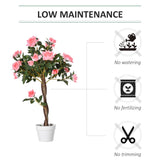 Outsunny Set of 2 Artificial Plants Pink Rose Floral in Pot, Fake Plants for Home Indoor Outdoor Decor, 90cm