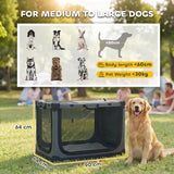 PawHut Soft Dog Crate Pet Travel Crate 90 x 64 x 64 cm with Removable Pad Mesh Window Army Green