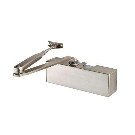 OVERHEAD DOOR CLOSER EN2-4 BY TEMPLATE C/W BACKCHECK FIG 6 BRACKET- SATIN NICKEL - SATIN NICKEL PLATED - EACH