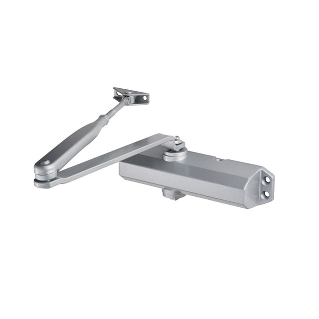 OVERHEAD DOOR CLOSER EN2-4 BY TEMPLATE C/W BACKCHECK FIG 6 BRACKET- SILVER - SILVER - EACH