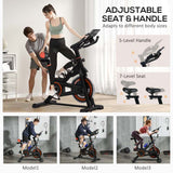 HOMCOM Exercise Bike, 8kg Flywheel Stationary Bike Indoor Cycling Machine with Adjustable Resistance Seat Handlebar, Black