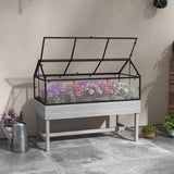 Outsunny 60 x 120cm Raised Garden Bed with Wooden Base - Grey