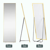 HOMCOM Full Length Mirror Wall-Mounted, 160 x 50 cm Freestanding Rectangle Dressing Mirror for Bedroom, Living Room, Gold Frame