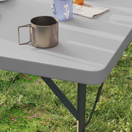 Outsunny 3ft Folding Camping Table, Heavy Duty Picnic Table with 2 Adjustable Height for Indoor Outdoor Garden, Party, BBQ, Dark Grey