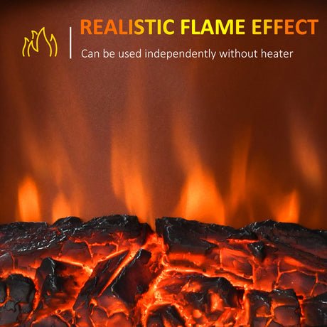 HOMCOM Contemporary Electric Fireplace Coal Burning Flame Effect Inset Fire Place Space Heater Glass View LED Lighting with Remote Control, 1000W/2000W