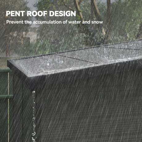 Outsunny 6 x 6ft Outdoor Storage Shed, Plastic Garden Shed with Windows and Air Vents, Outdoor Resin Tool Shed with Latch Doors for Garden, Deck, Dark Grey