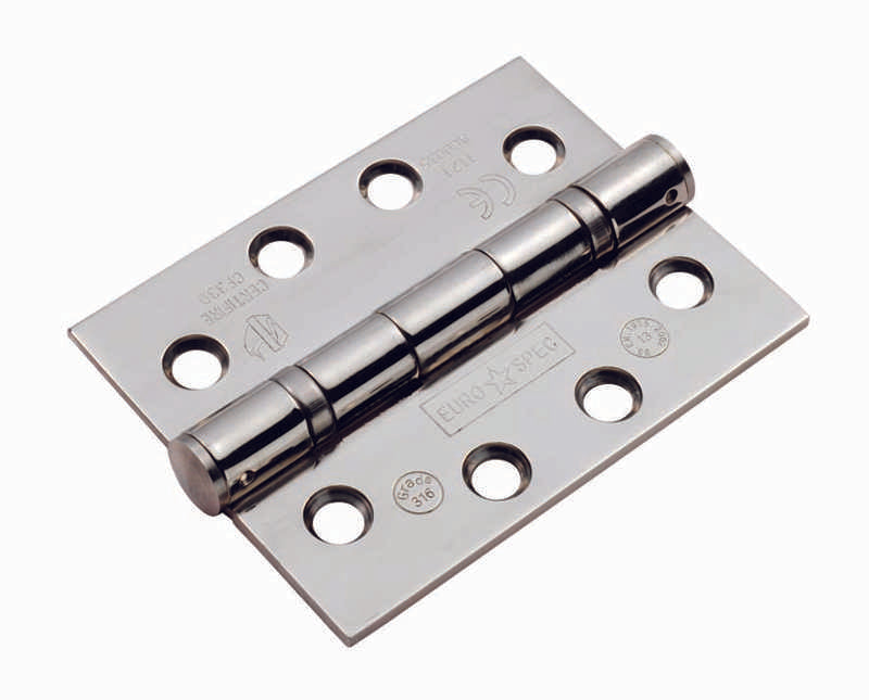 102 X 76 X 3MM BALL BEARING HINGE GRADE 13 - 316 C/W SCREWS (PAIR) - BRIGHT STAINLESS STEEL - PAIR